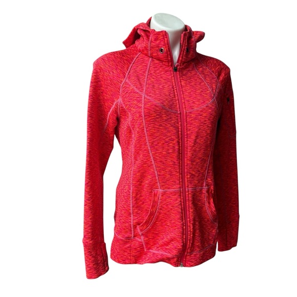 Athleta Orange Pink Space Dye Full Zip Hooded Sweatshirt Jacket, Sz M - Picture 3 of 14